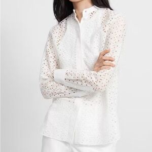 Theory Daisy Eyelet Cotton-Silk Blouse